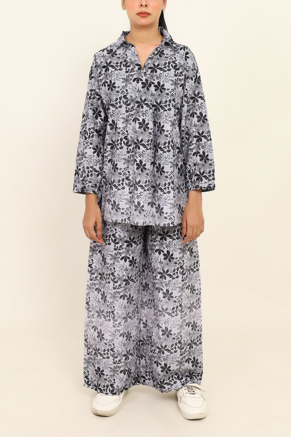 Women Black Flower Printed Co-Ord Set