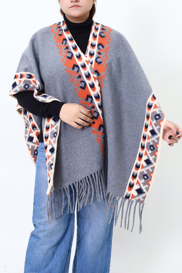 Women Grey Cap Shawl