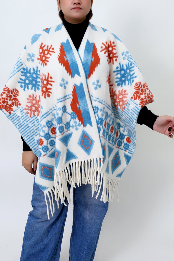 Women Sky Blue Cap Shawl
