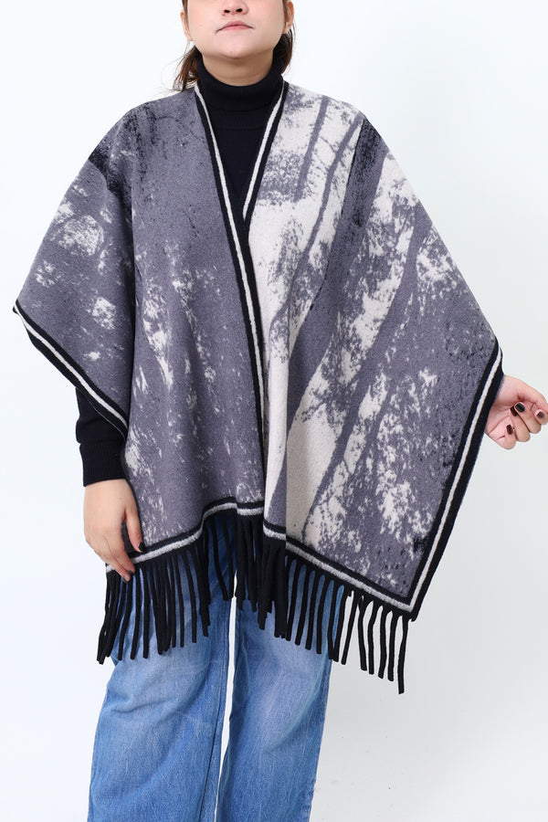 Women Dark Grey Cap Shawl